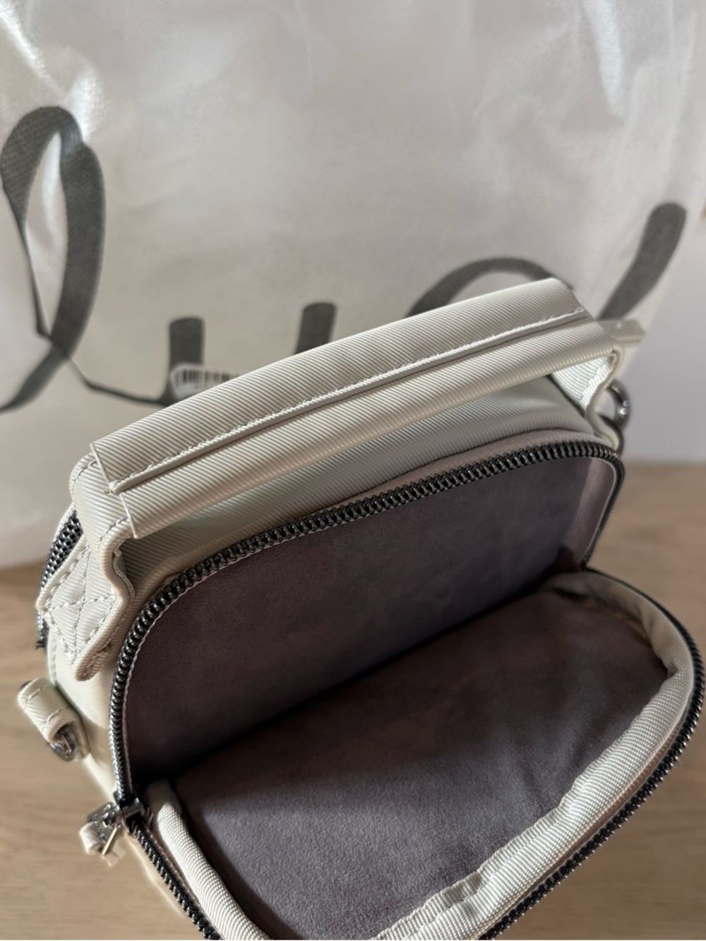 LUG | Satin Luxe Skeeter Mini Bridge Crossbody Bag | Pebble - Picture 5 of 5